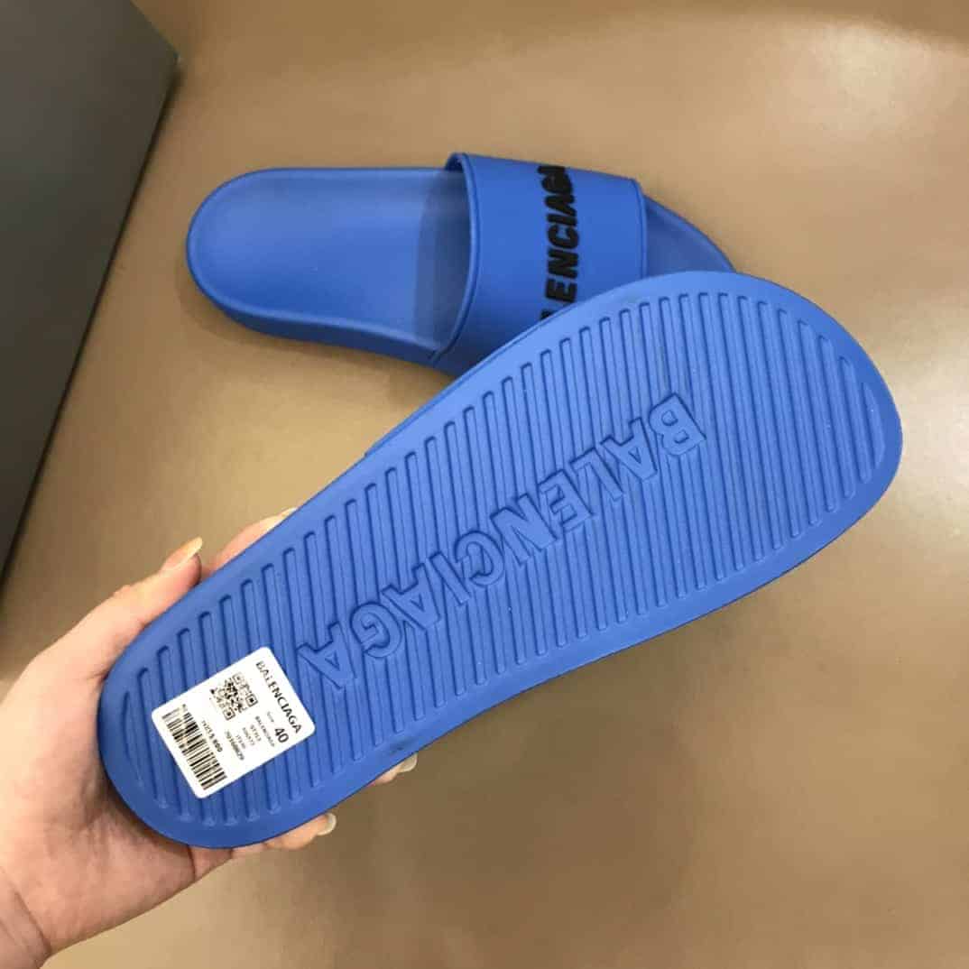 Balenciaga Pool Slide Sandals - Blue