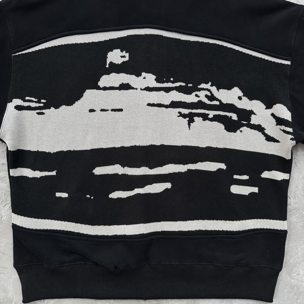 Crtez Hybrid Jacquard Knit Alcatraz Hoodie - Black