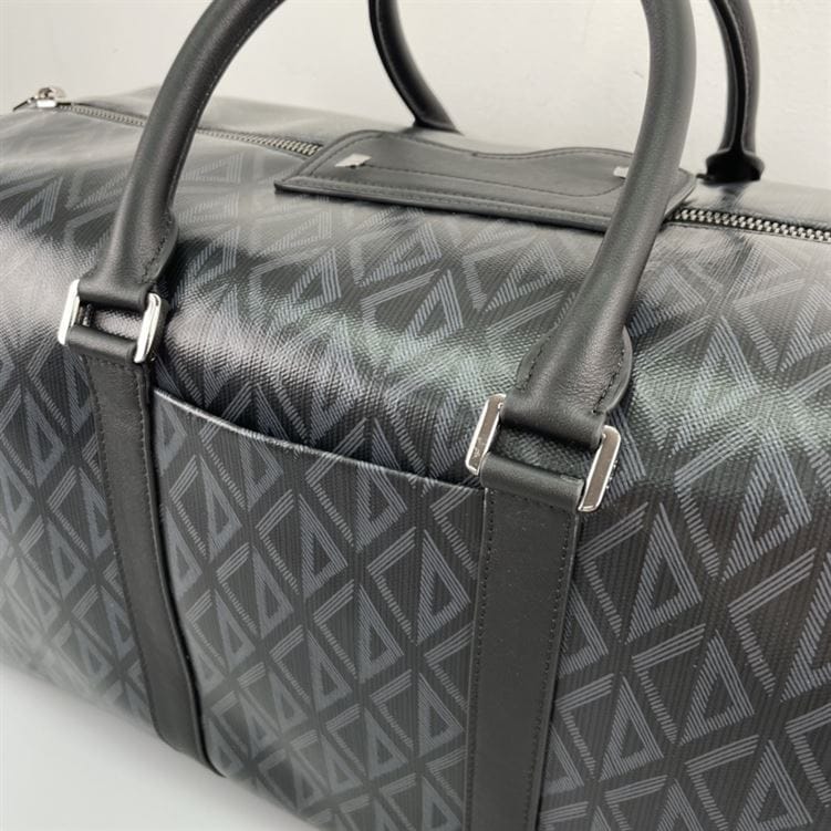 Dior Lingot 50 Diamond Canvas Duffle Bag - Black