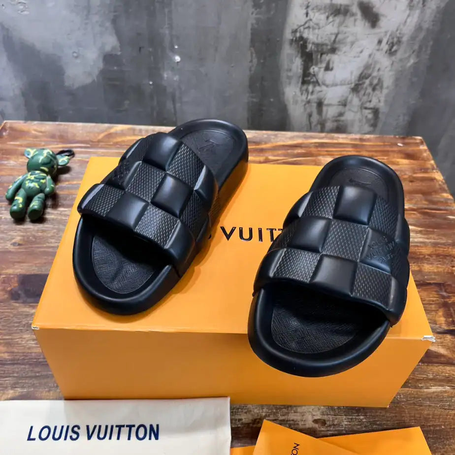 LV Square Slides - Black