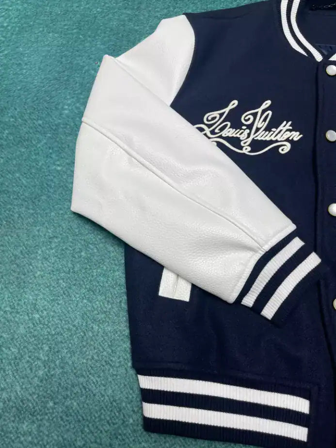 LV Calfskin Varsity Jacket - Navy/White