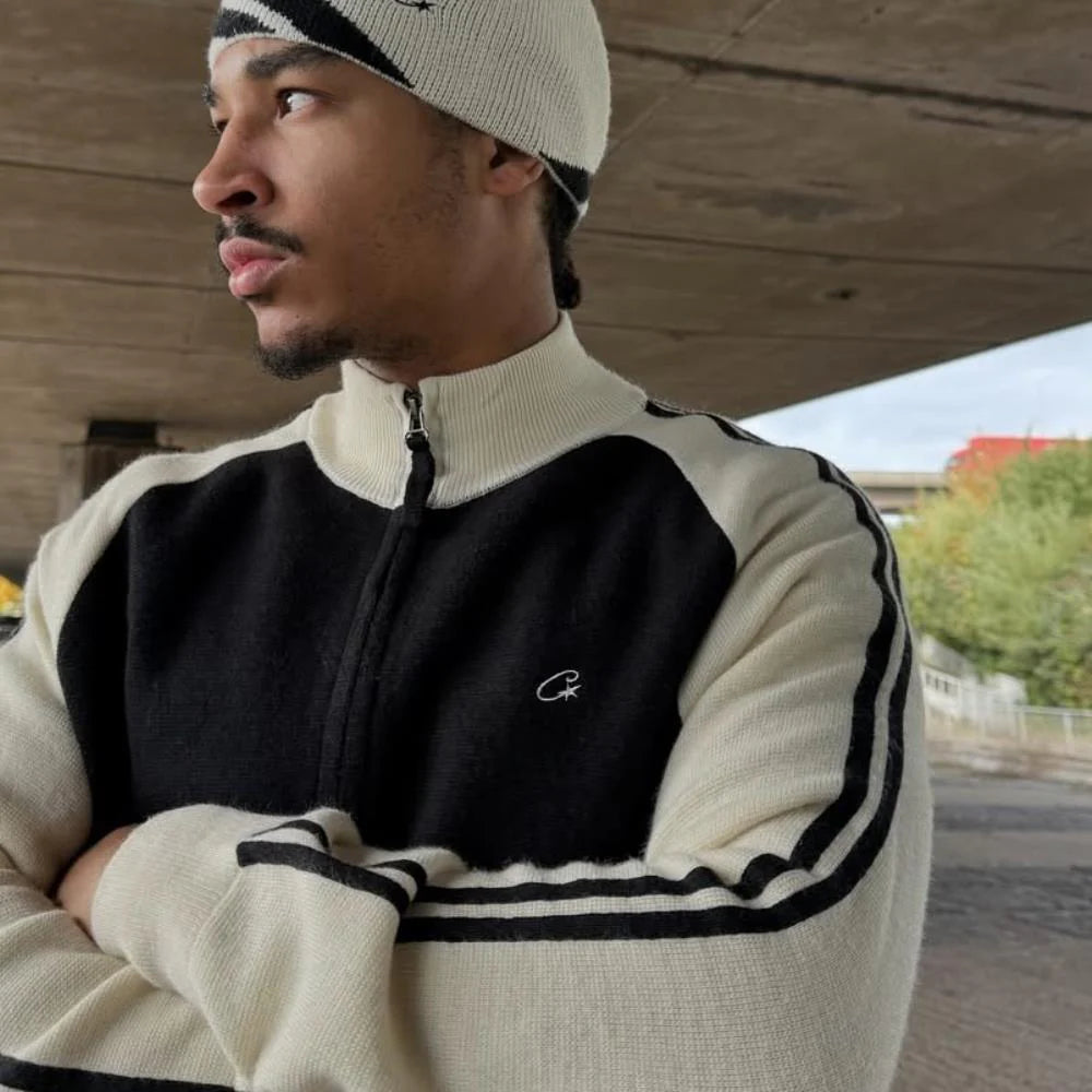 Crtez Knit Zip Fleece - White/Black