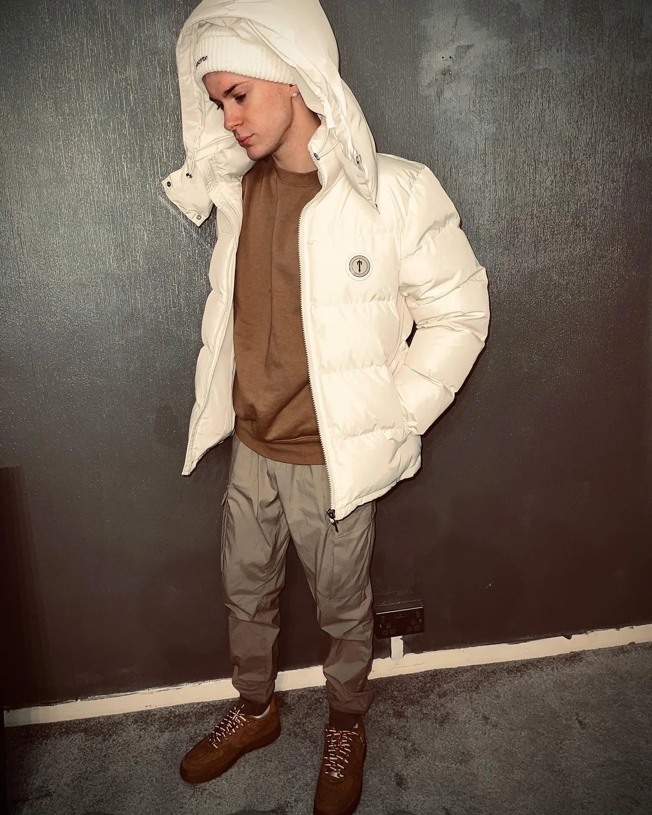 TS Detachable Hooded Puffer Jacket - Cream