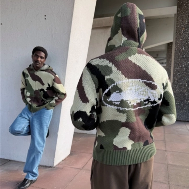 Crtez Alcatraz Heavy Knit Zip Hoodie - Camo