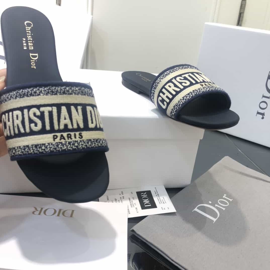 Dior Slip On Sandals - Navy Blue