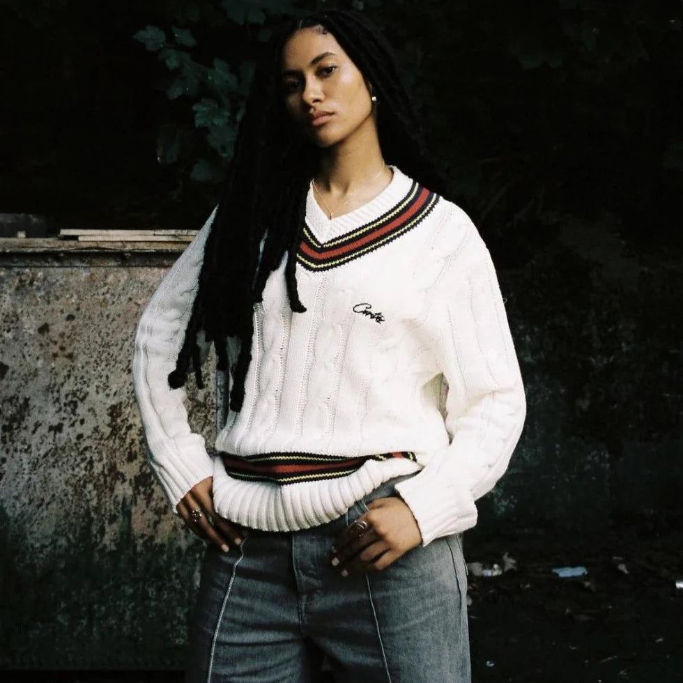 Crtez V-Neck Sweater - White