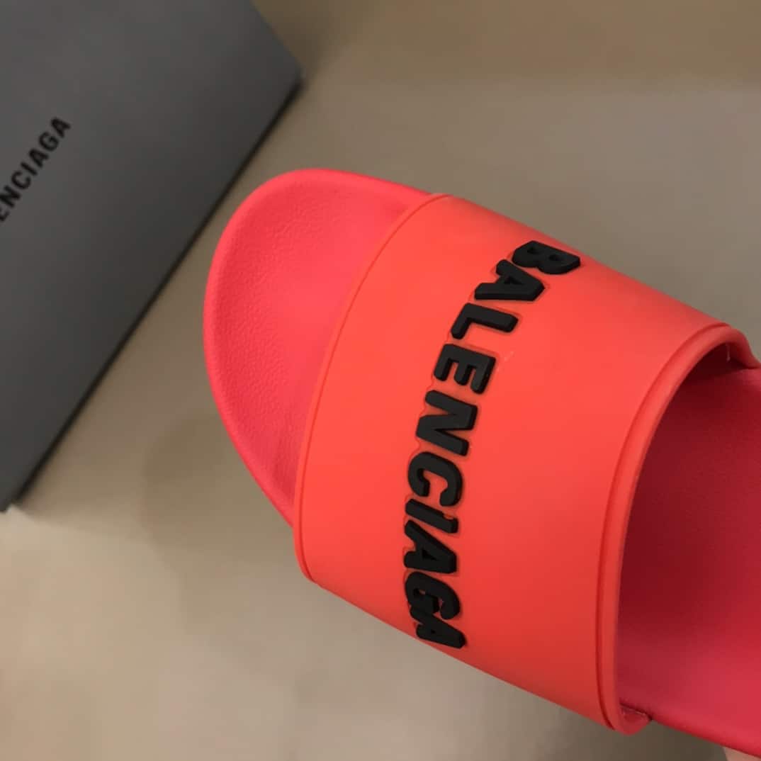 Balenciaga Pool Slide Sandals - Red