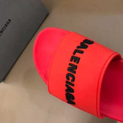 Balenciaga Pool Slide Sandals - Red
