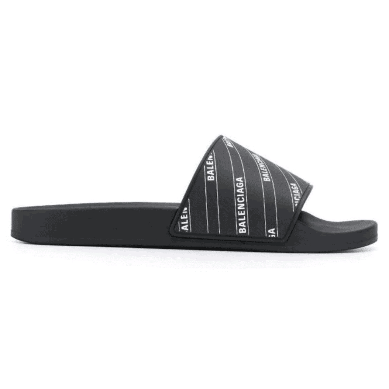 Balenciaga Pool Slide Sandals - Black/White