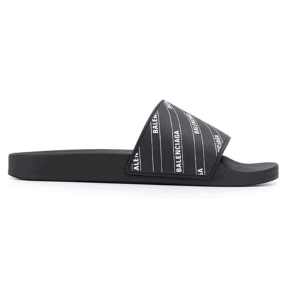 Balenciaga Pool Slide Sandals - Black/White