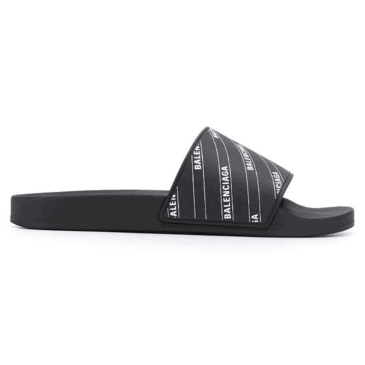 Balenciaga Pool Slide Sandals - Black/White