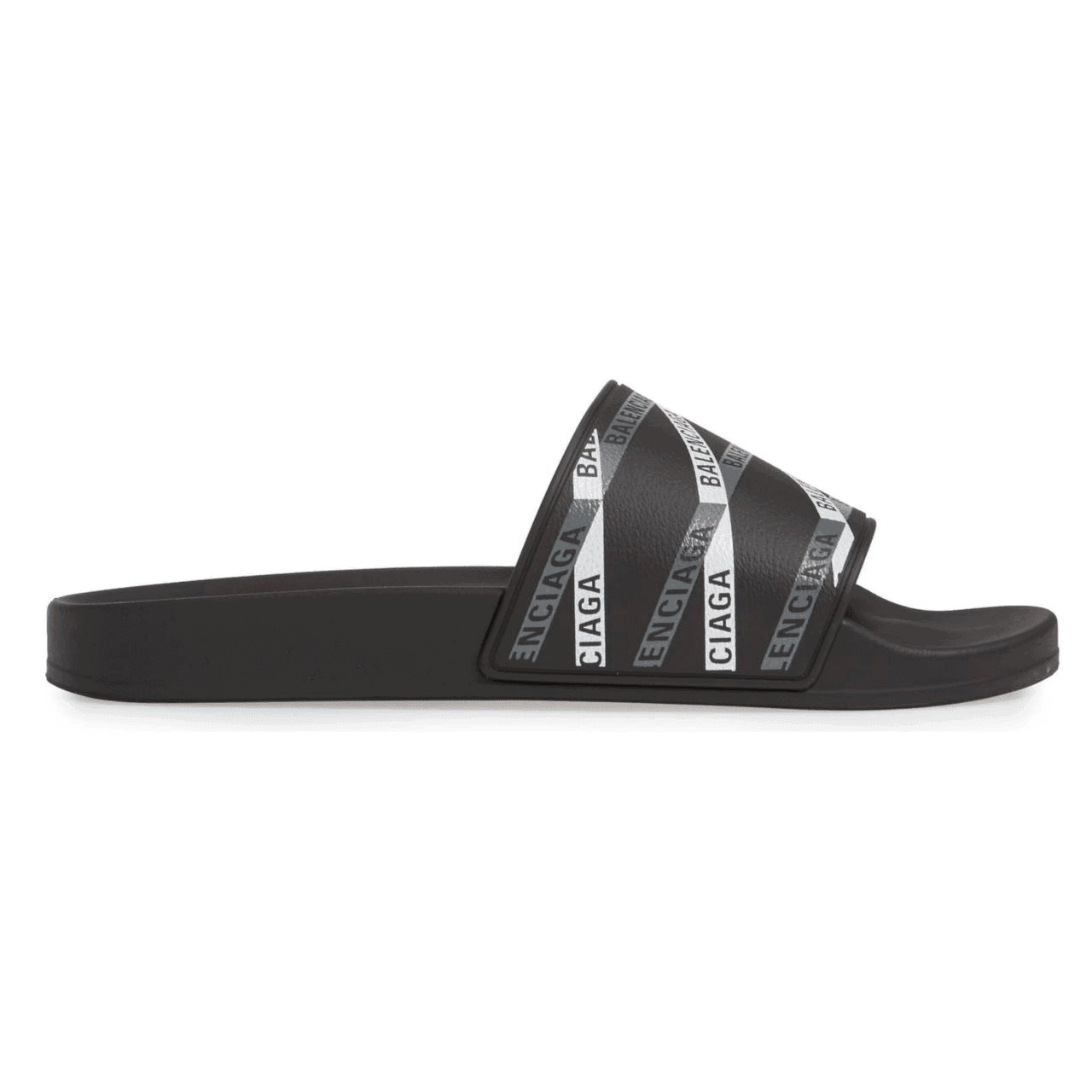 Balenciaga Pool Slide Sandals - Black/Grey