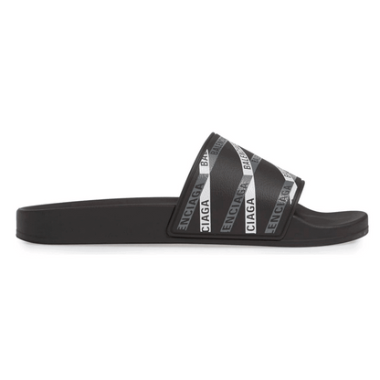 Balenciaga Pool Slide Sandals - Black/Grey