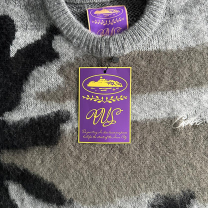Crtez More Hair Knit Sweater - Grey Camo