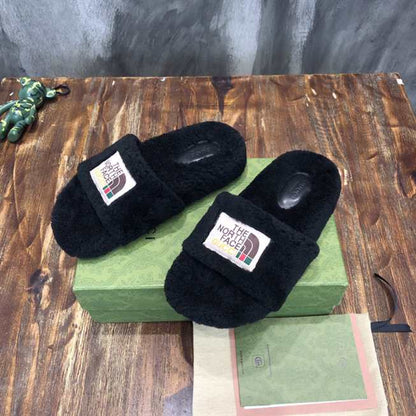 Gucci x The North Face Fur Sandals - Black