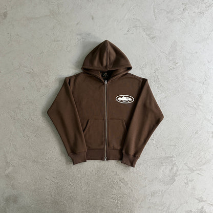 Crtez Island Puff Print Zip Set - Brown