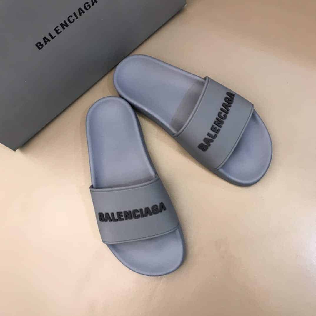 Balenciaga Pool Slide Sandals - Grey