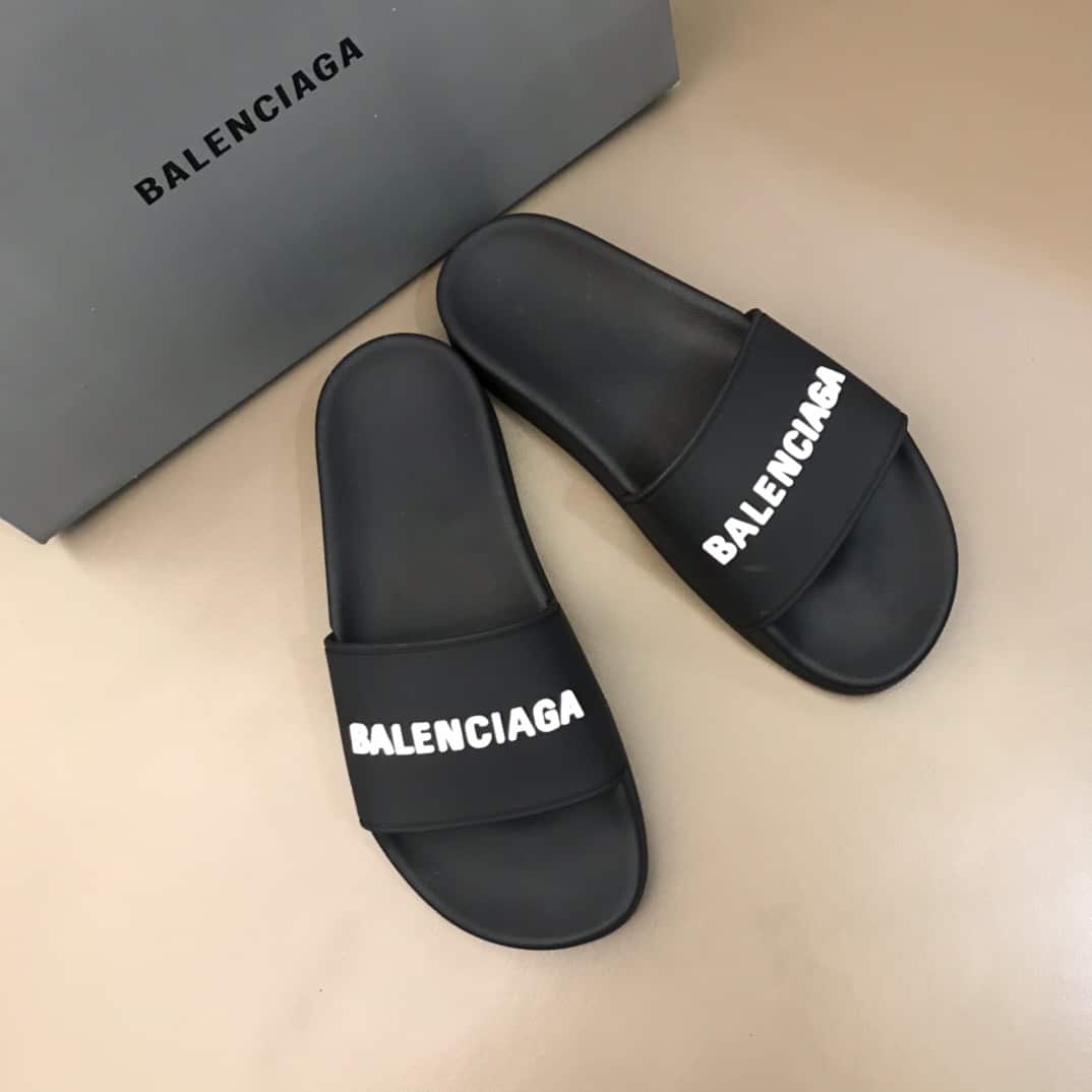 Balenciaga Pool Slide Sandals - Black
