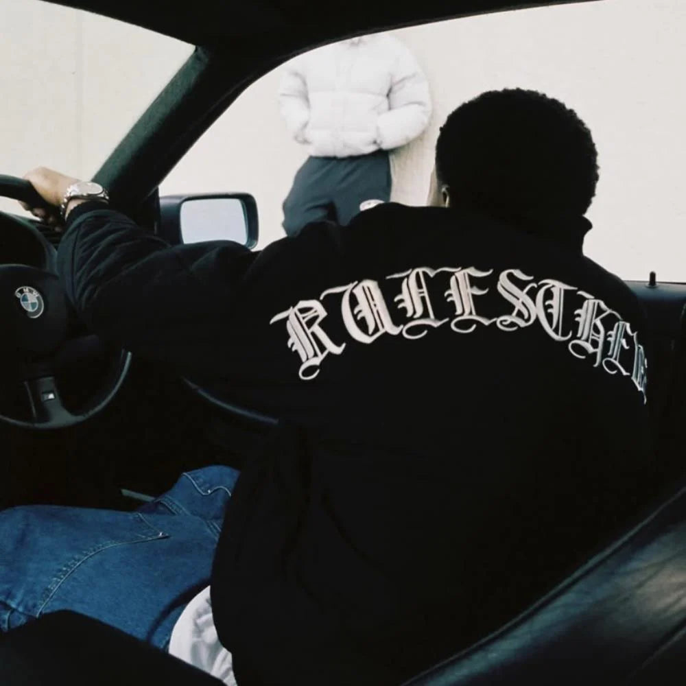 Crtez Old English Bomber Jacket - Black
