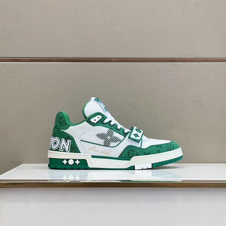 LV Trainer Sneakers - White/Green