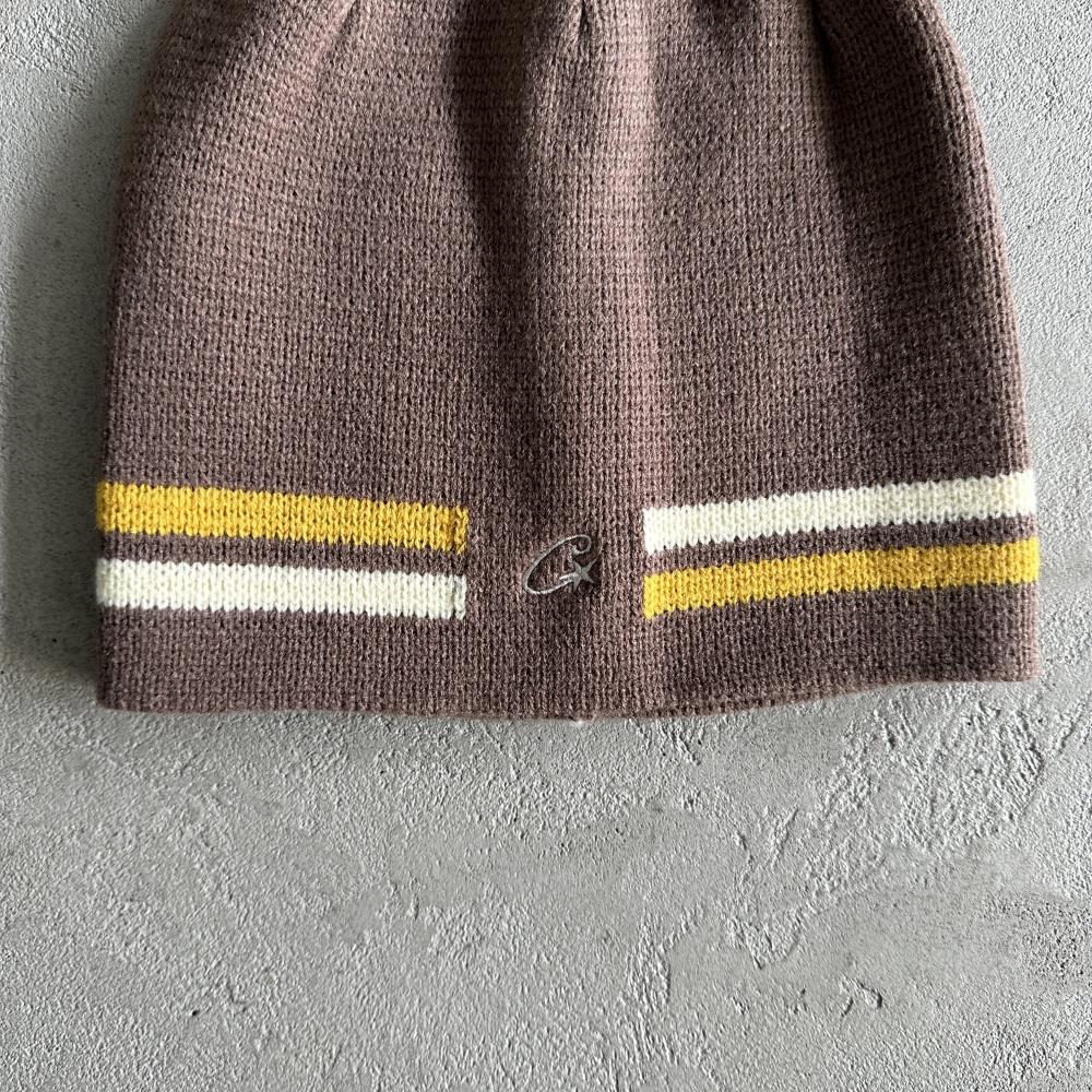 Crtez Knit Stripe Beanie - Brown