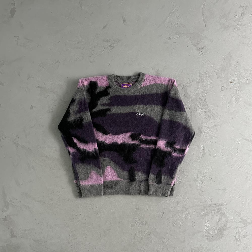 Crtez More Hair Knit Sweater - Purple Camo