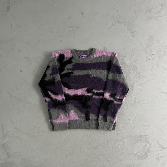 Crtez More Hair Knit Sweater - Purple Camo