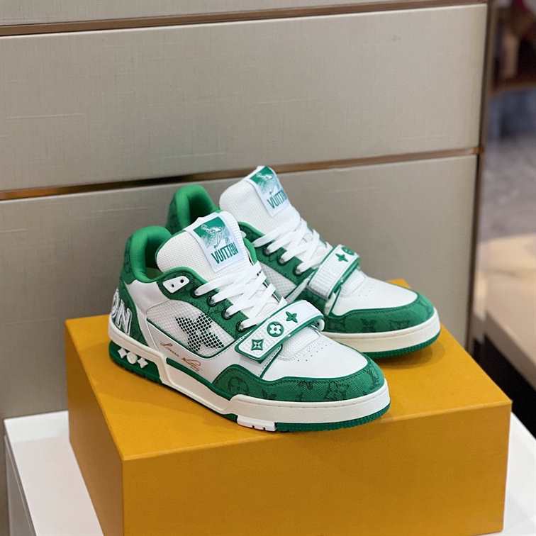 LV Trainer Sneakers - White/Green