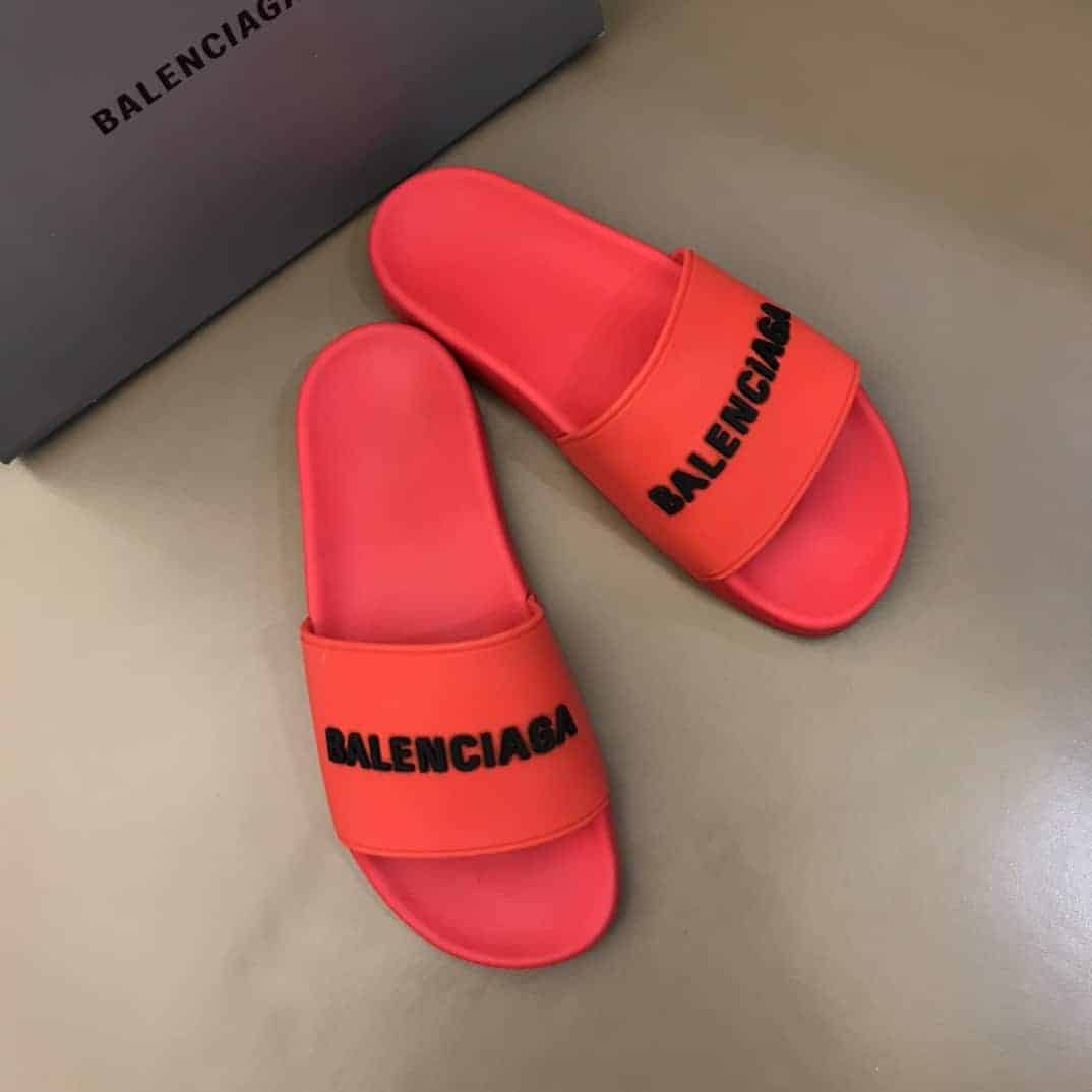 Balenciaga Pool Slide Sandals - Red
