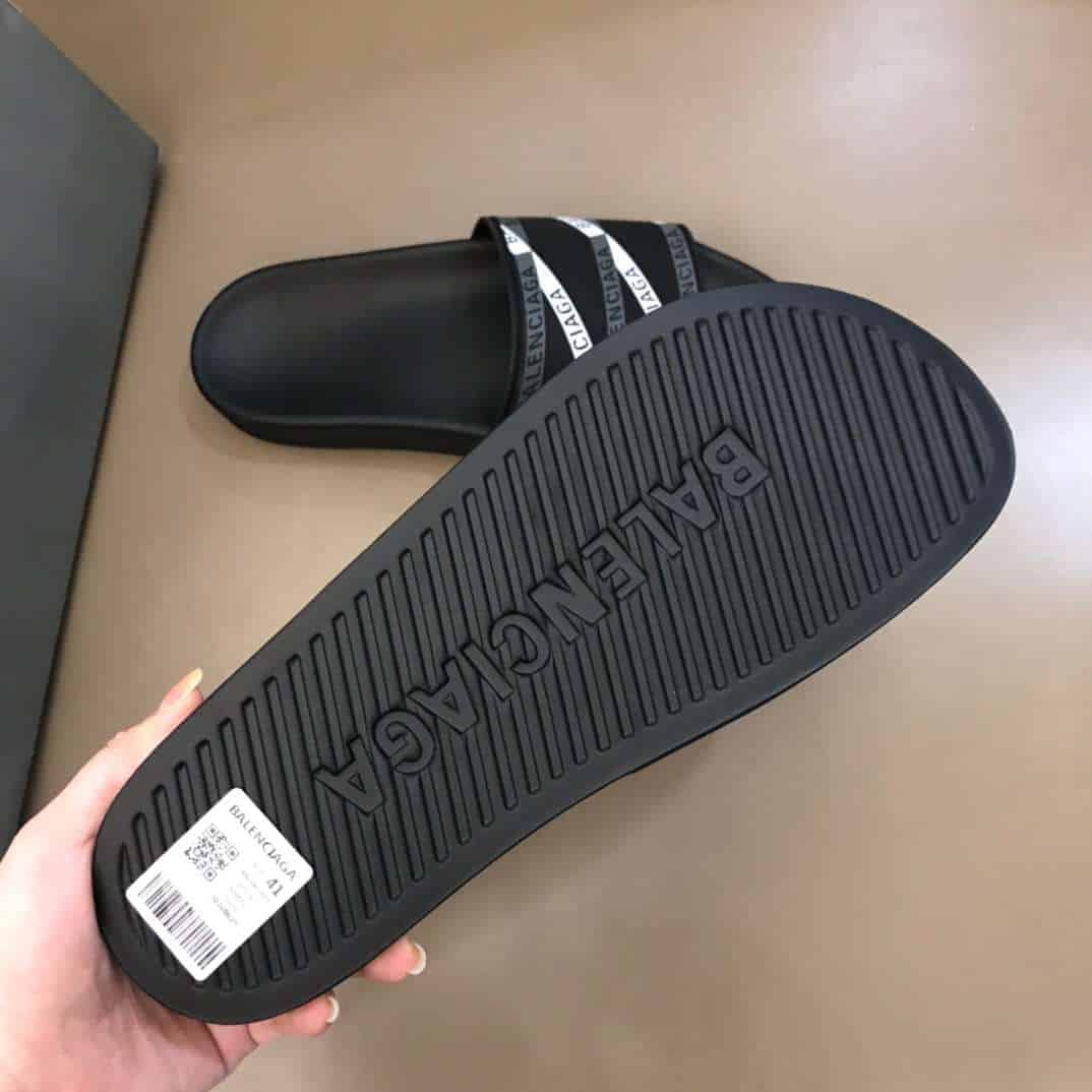 Balenciaga Pool Slide Sandals - Black/Grey