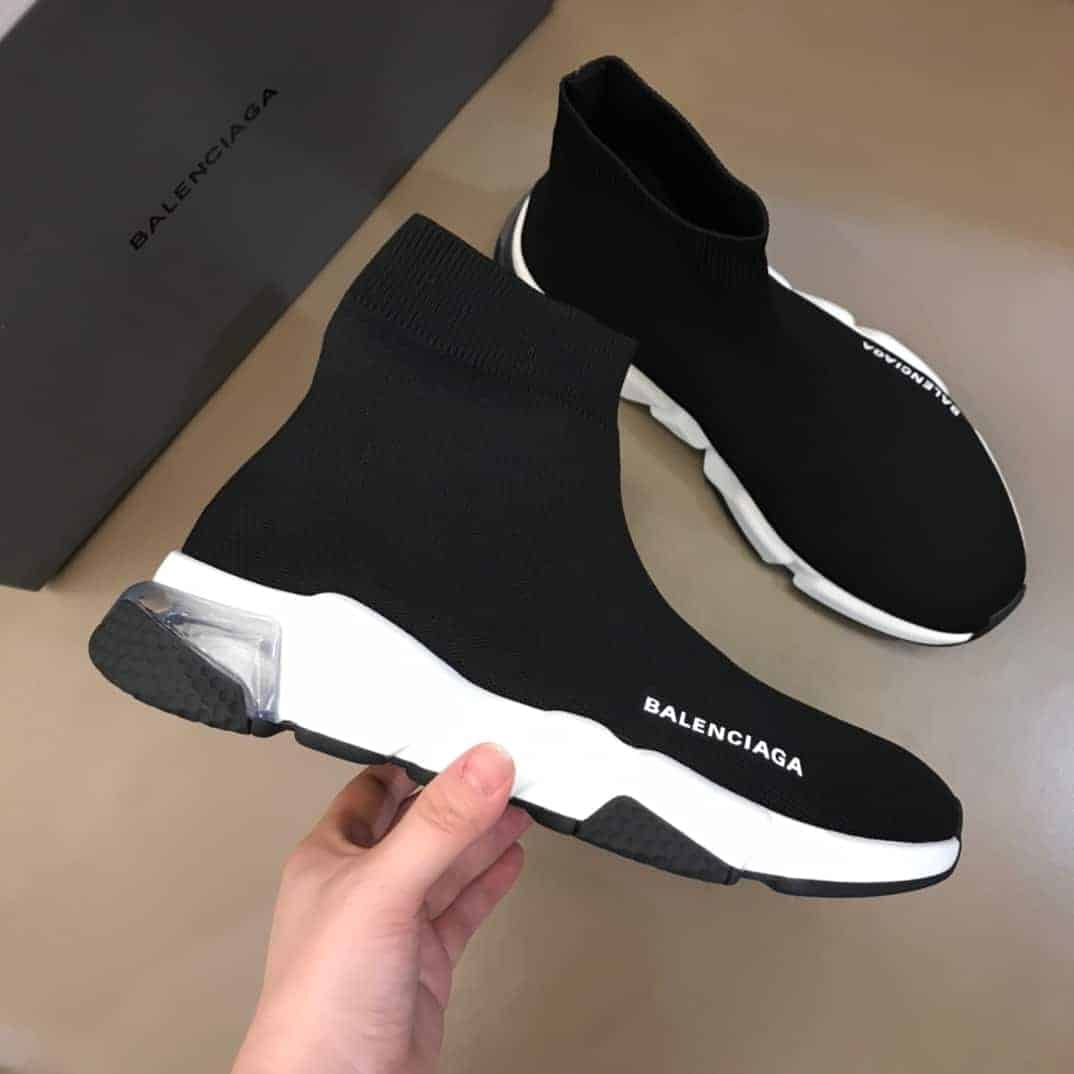 Balenciaga Speed Knit Sneakers - Black/Clear Sole