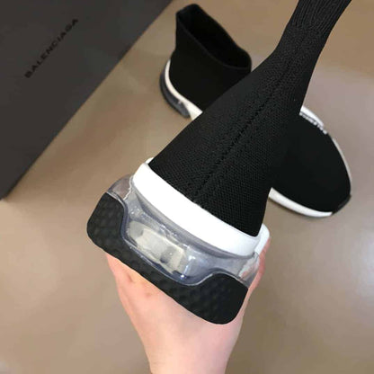 Balenciaga Speed Knit Sneakers - Black/Clear Sole