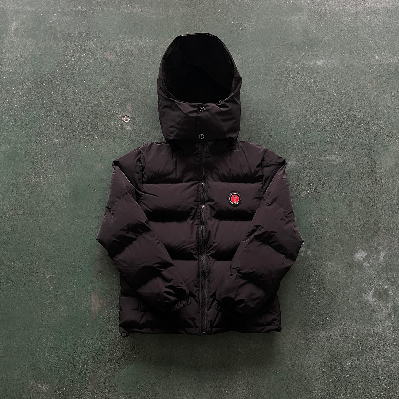 TS Detachable Hooded Puffer Jacket - Black/Red