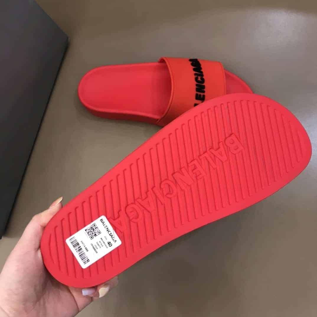 Balenciaga Pool Slide Sandals - Red