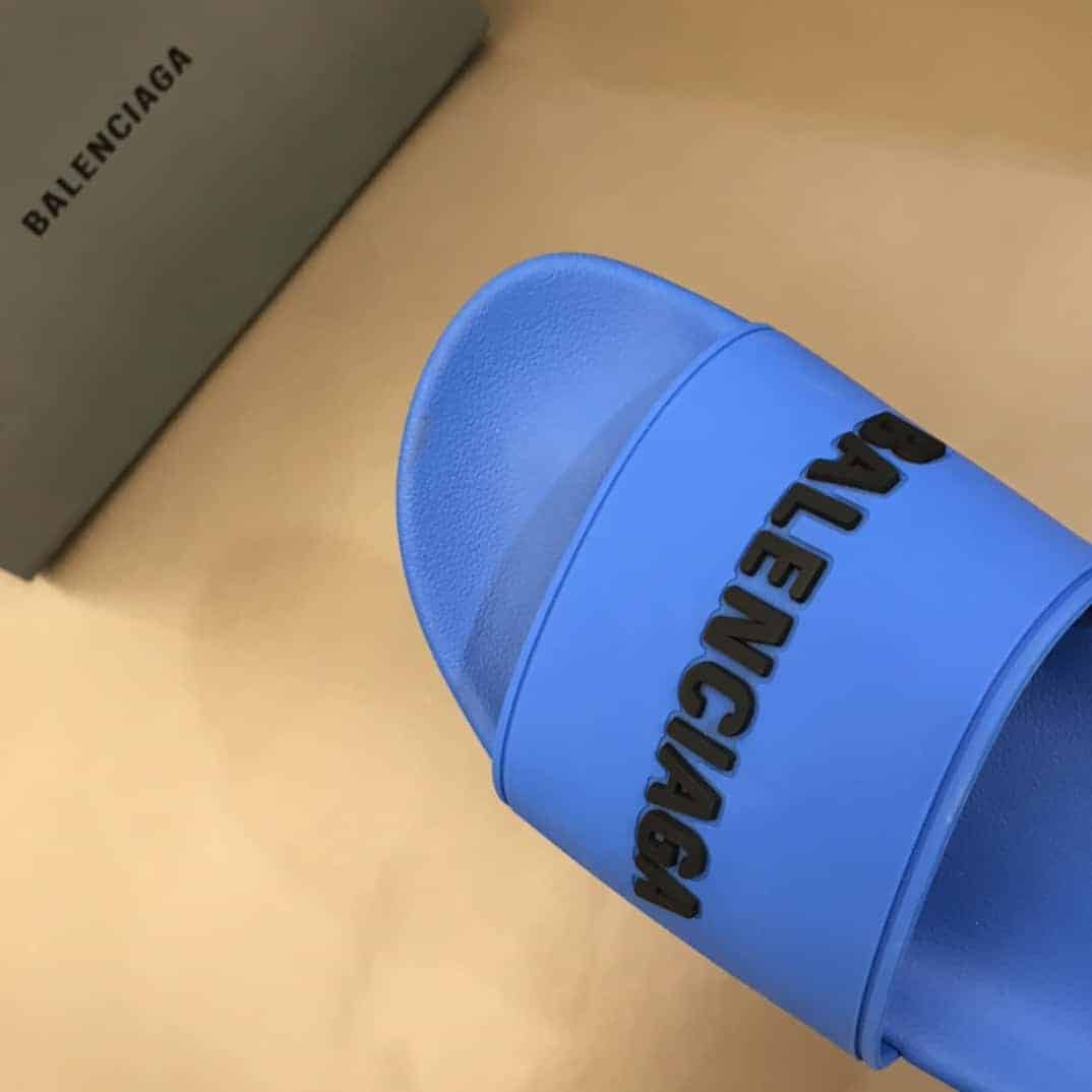 Balenciaga Pool Slide Sandals - Blue