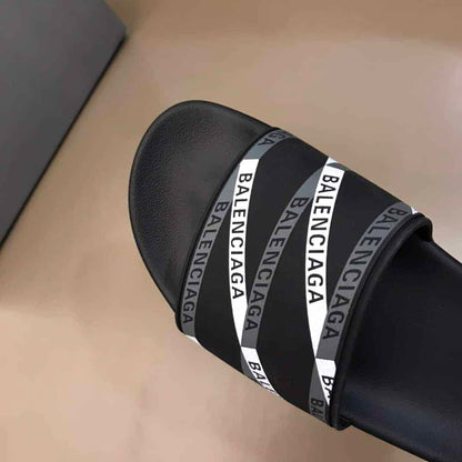 Balenciaga Pool Slide Sandals - Black/Grey