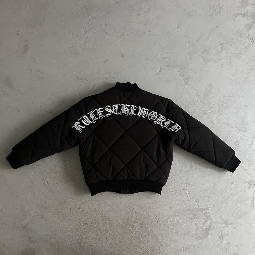 Crtez Old English Bomber Jacket - Black