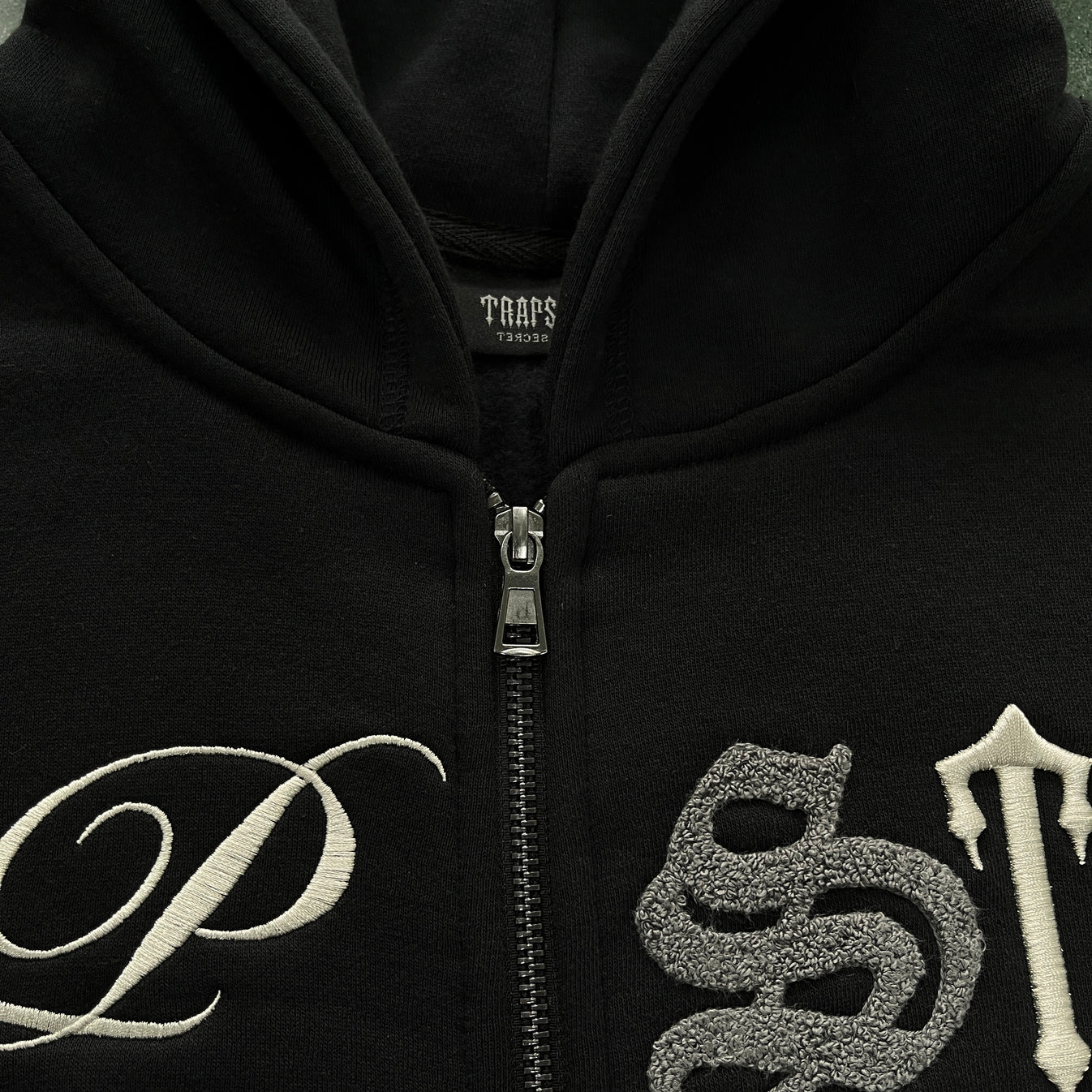 TS Script Zip Through Tracksuit - Black Washed