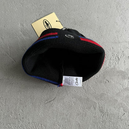 Crtez Knit Stripe Beanie - Black/Blue/Red