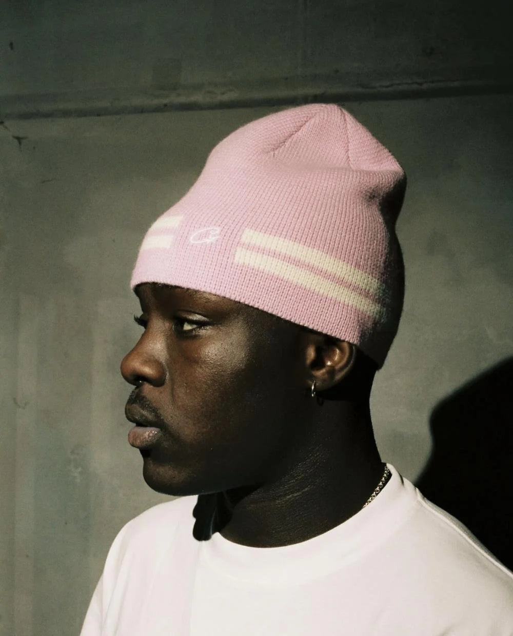 Crtez Knit Stripe Beanie - Pink