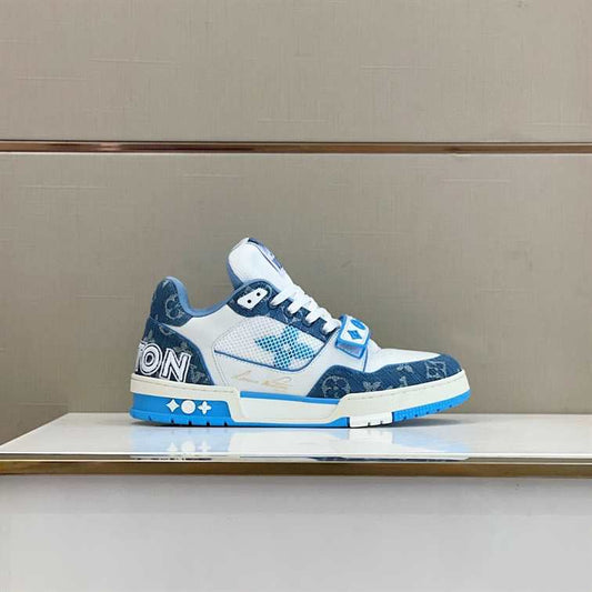 LV Trainer Sneakers - White/Blue