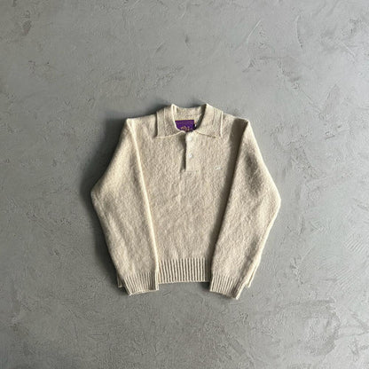 Crtez More Hair Fuzzy Collar Sweater - Cream