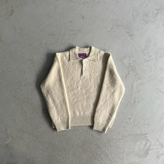 Crtez More Hair Fuzzy Collar Sweater - Cream