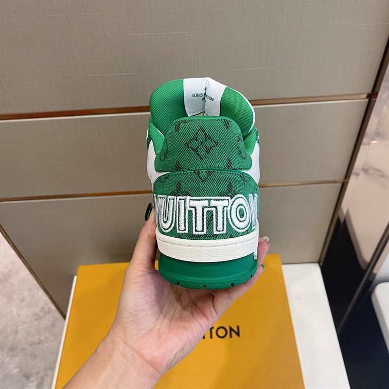 LV Trainer Sneakers - White/Green