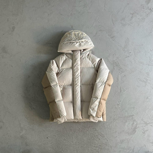 Syn Puffer Coat - Beige/White