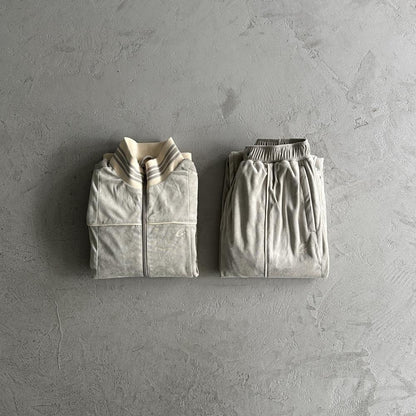 Crtez Velour Set - Grey/Beige