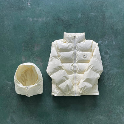 TS Detachable Hooded Puffer Jacket - Cream