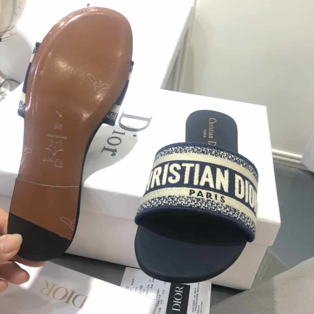 Dior Slip On Sandals - Navy Blue
