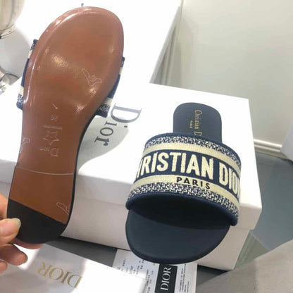 Dior Slip On Sandals - Navy Blue