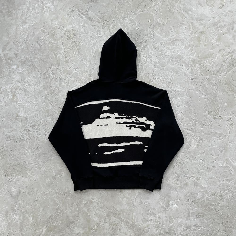 Crtez Hybrid Jacquard Knit Alcatraz Hoodie - Black